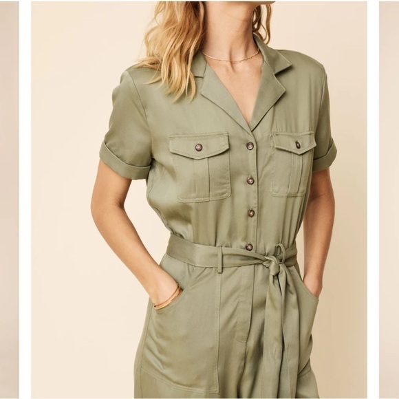 UNTUCKit TENCEL Utility Tilly Jumpsuit Olive Green Size XS - Picture 3 of 10